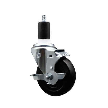 Service Caster 4'' SS Hard Rubber Swivel 1-1/2'' Expanding Stem Caster with Brake SCC-SSEX20S414-HRS-TLB-112